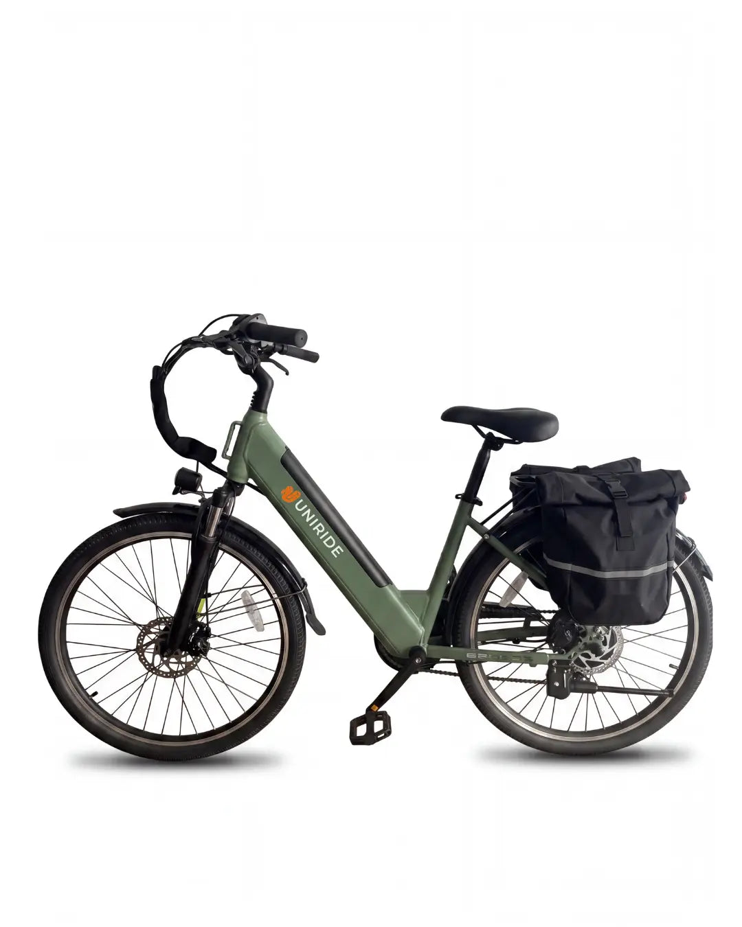 UNIRIDE Urban ST 500 green city e-bike, with bags